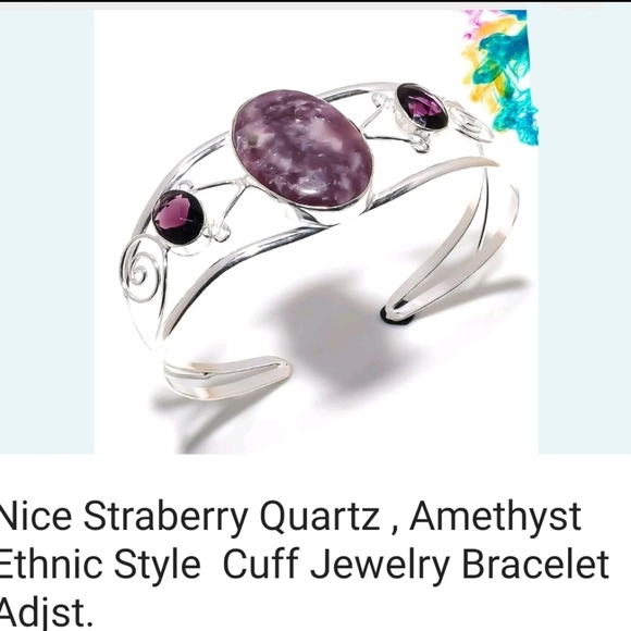 2 pc Hypnotizing Amethyst & strawberry quartz SET - Picture 3 of 5